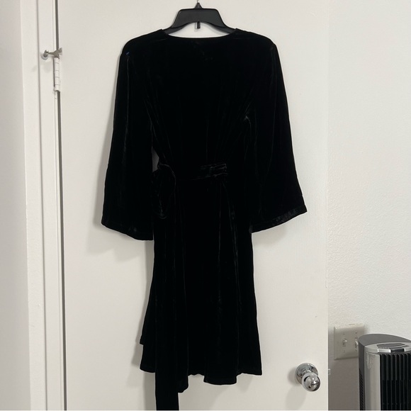 NWT Eileen Fisher Silk Blend Black Velvet Wrap Dress - Picture 6 of 12